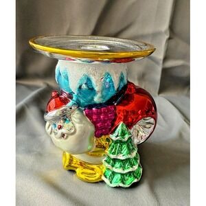 DEPARTMENT 56‎ Santa Snowman Christmas Ornament Blown Glass Holiday CandleHolder